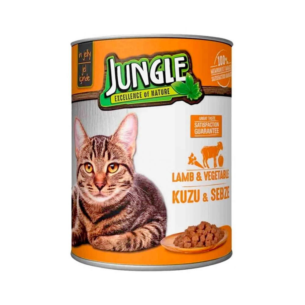 Jungle Kuzu Etli ve Sebzeli Yetişkin Kedi Konserve Maması (415 g)