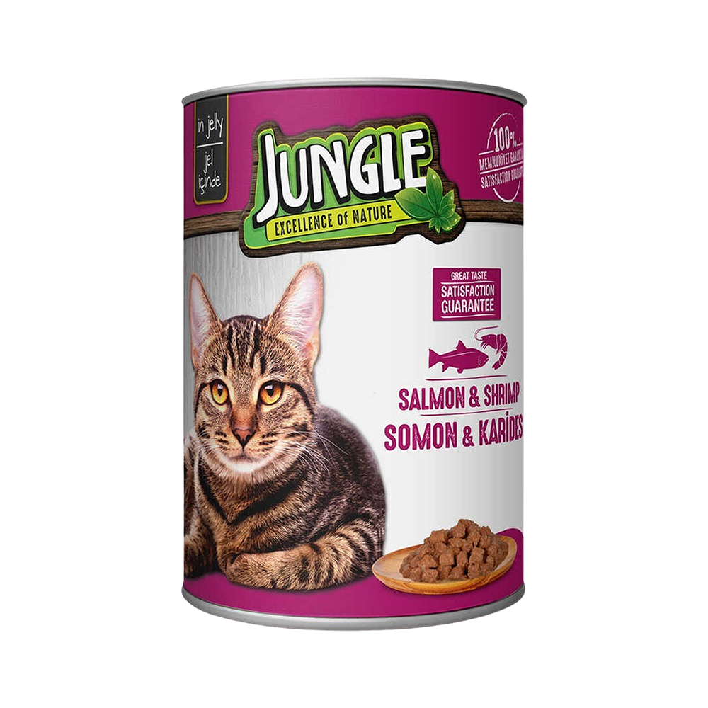 Jungle Somonlu ve Karidesli Yetişkin Kedi Konserve Maması (400 g)