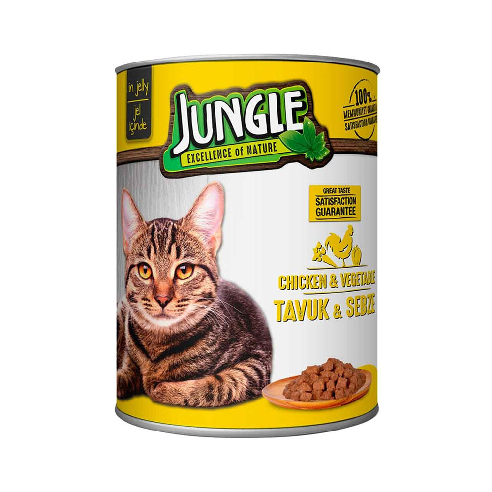 Jungle Tavuk Etli ve Sebzeli Yetişkin Kedi Konserve Mama (415 g)