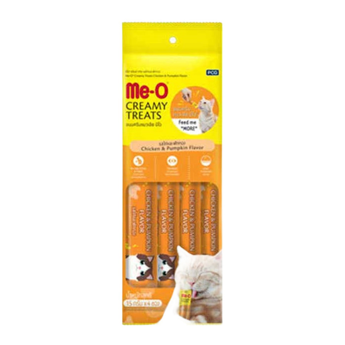 Me-O Creamy Treats Jelly Tavuk Etli ve Bal Kabaklı Ek Besin ve Kedi Ödülü (4 x 15 g)