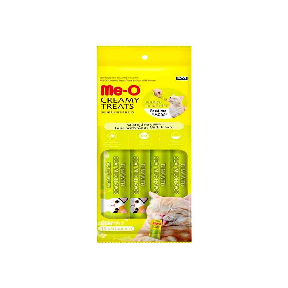 Me-O Creamy Treats Ton Balıklı ve Keçi Sütlü Yetişkin Kedi Ödül Maması (4 x 15 g)