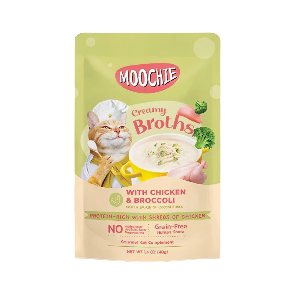 Moochie Tahılsız Tavuk Etli ve Brokolili Yetişkin Kedi Çorbası (40 g)