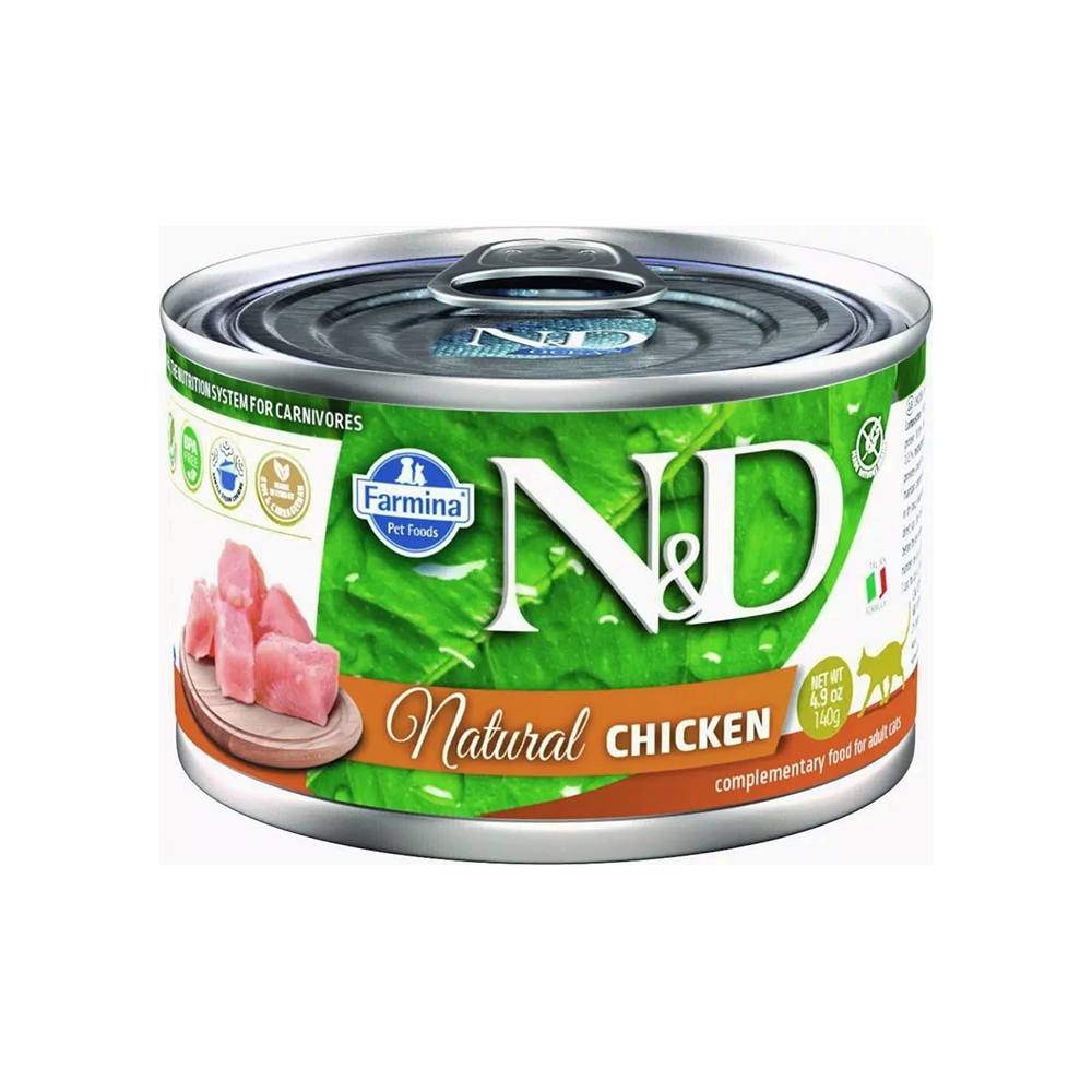 N&D NATURAL TAVUKLU KONSERVE YAŞ KEDİ MAMASI 140 GR
