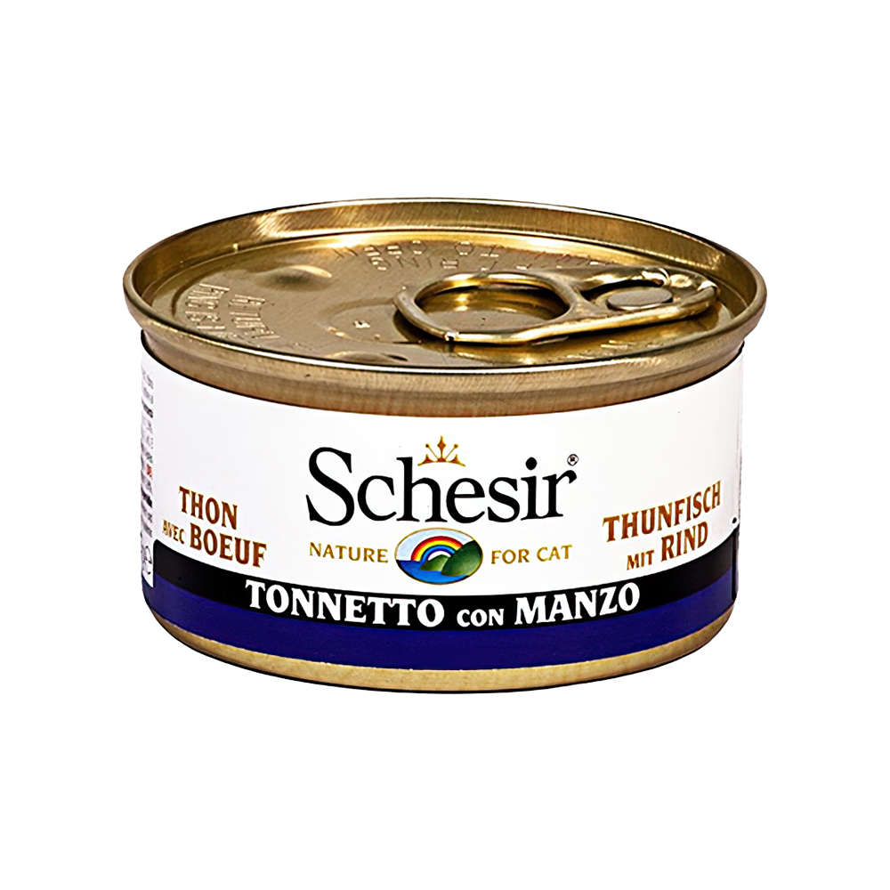SCHESİR TON BALIKLI SIĞIR ETLİ YAŞ KEDİ MAMASI 85GR