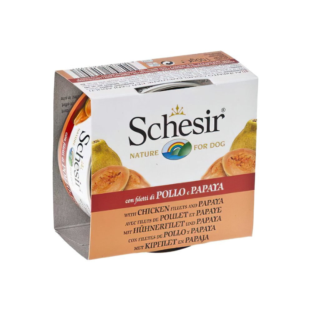 SCHESİR JELLY TAVUK VE PAPAYA JÖLE İÇİNDE YETİŞKİN KÖPEK KONSERVESİ 150G