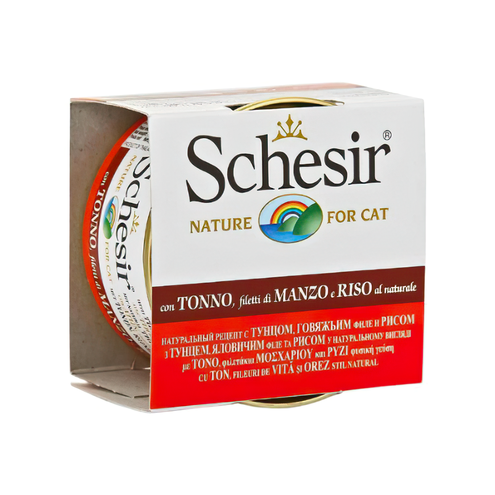 SCHESİR TON BALIKLI SIĞIR ETLİ PİRİNÇLİ KEDİ KONSERVESİ 85 GR