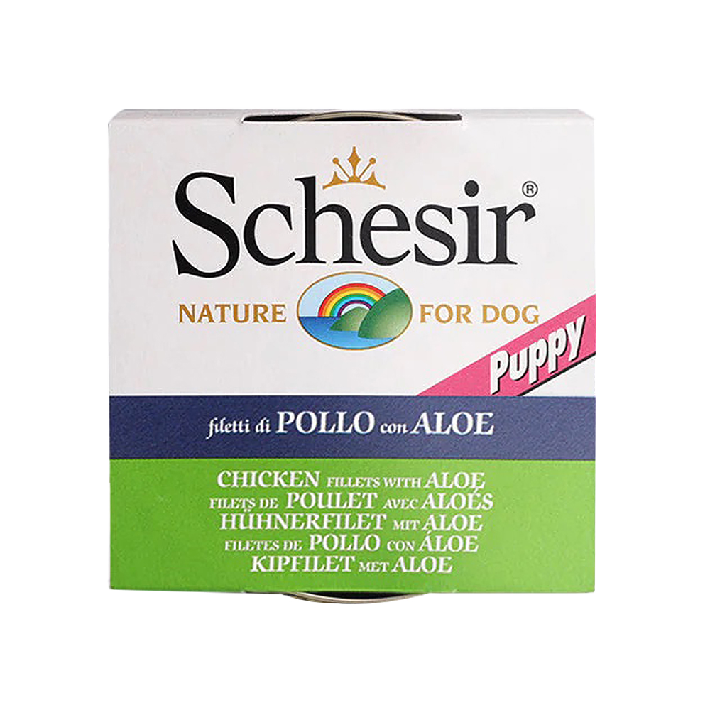 SCHESİR JELLY TAVUK FİLETO VE ALOE VERA JÖLE İÇİNDE YAVRU KÖPEK KONSERVESİ 150G