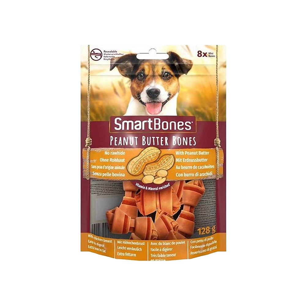 SMARTBONES YER FISTIKLI KÜÇÜK IRK KÖPEK ÖDÜL MAMASI 128GR (8 Lİ)
