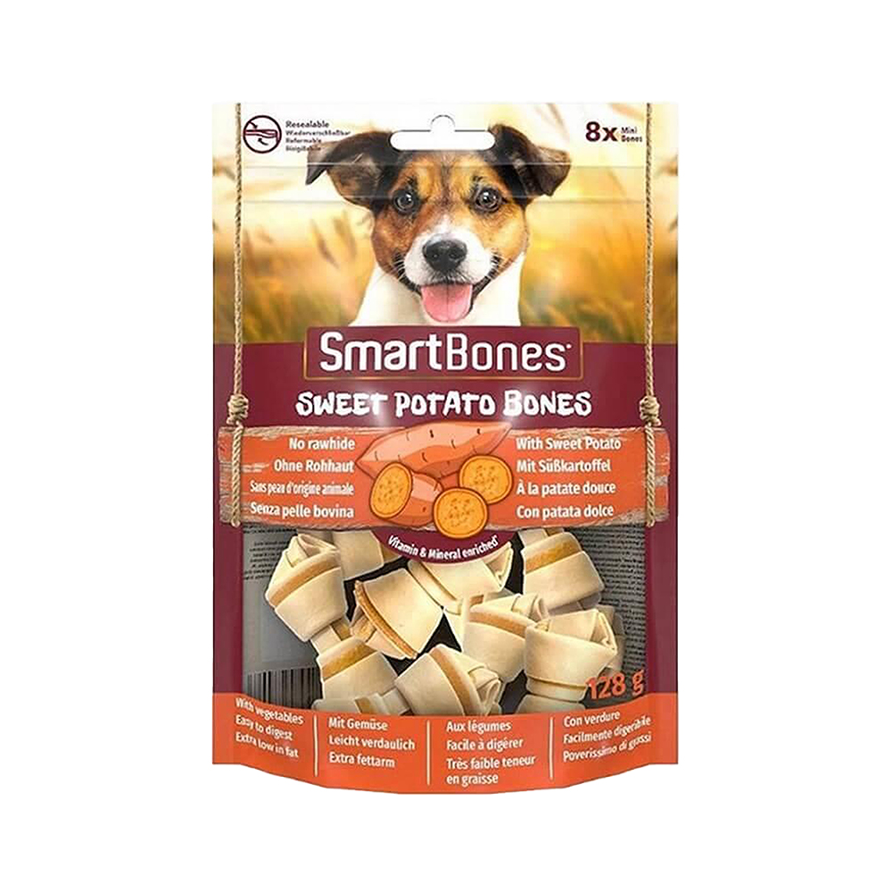 SMARTBONES TATLI PATATESLİ KÜÇÜK IRK KÖPEK ÖDÜL MAMASI 128GR (8 Lİ)