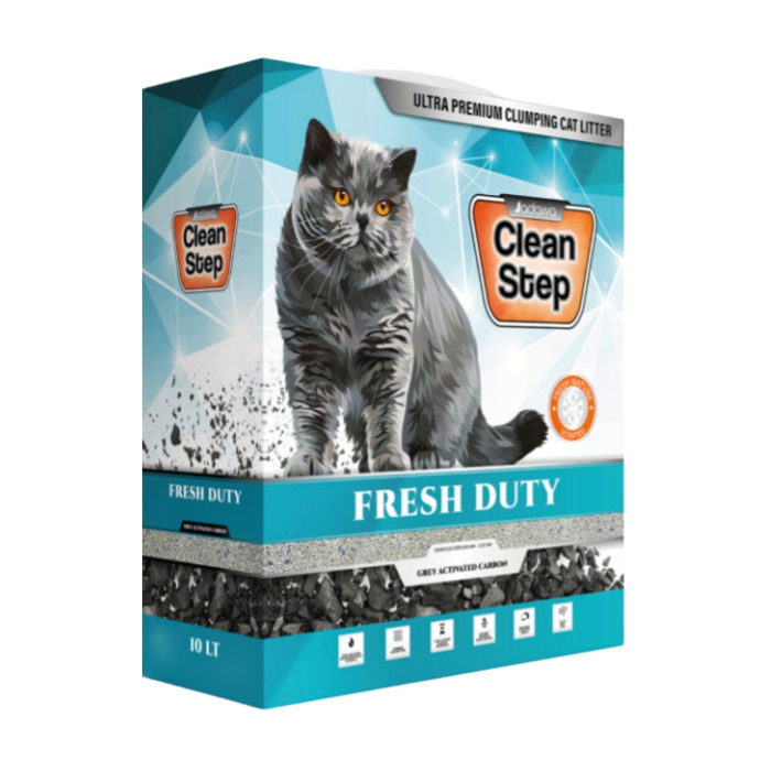 Clean Step Fresh Duty Topaklanan Aktif Karbonlu Taze Doğa Kokulu İnce Taneli Kedi Kumu (10 L)