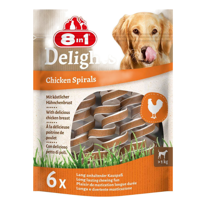 8in1 Smart Delights Chicken Spirals Tavuklu Burgu Köpek Ödülü (6'lı)