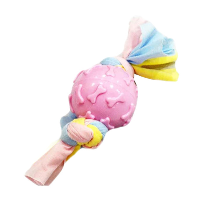EURODOG PUPPY KEMİK DESENLİ TOP DİŞ KAŞIMA KÖPEK OYUNCAĞI PEMBE 19 CM