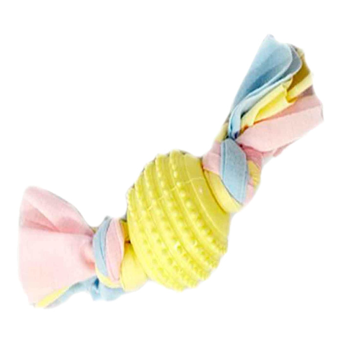 EURODOG PUPPY TOYS TIRTIKLI TOP DİŞ KAŞIMA YAVRU KÖPEK OYUNCAĞI SARI 17 CM