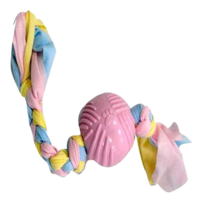 EURODOG PUPPY TOYS DİŞ İPLİ KAUÇUK TOP YAVRU KÖPEK OYUNCAĞI PEMBE 36 CM