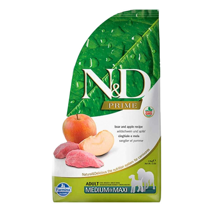 N&D YABAN DOMUZLU VE ELMALI TAHILSIZ YETİŞKİN KÖPEK MAMASI 2.5 KG