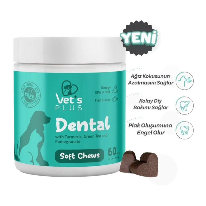 Vet's Plus Dental Kedi ve Köpekler İçin Diş Bakımı Çiğnenebilir Tablet (60'lı)