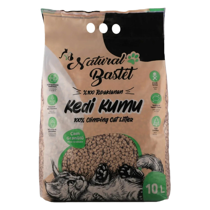NATURAL BASTET TOPAKLANAN ÇAM PELET KEDİ KUMU