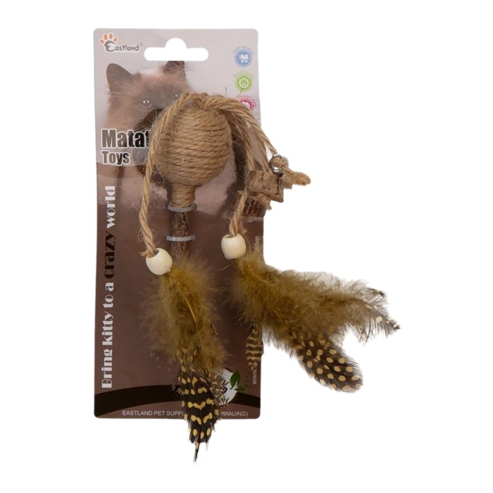 Eastland İpli Tüylü Çıngıraklı Lolipop Kedi Oyuncağı (7,5 cm)