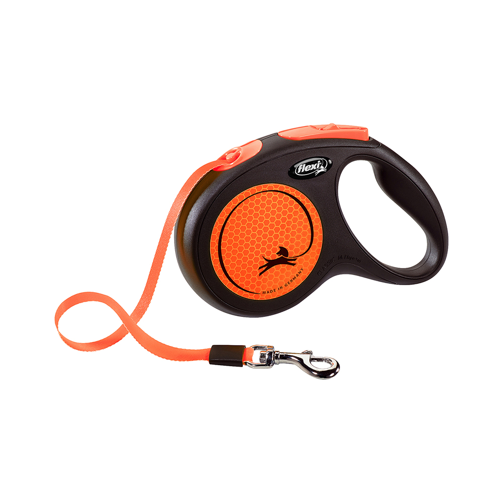 Flexi New Neon Medium Turuncu Şerit Otomatik Gezdirme Tasması (5 m)