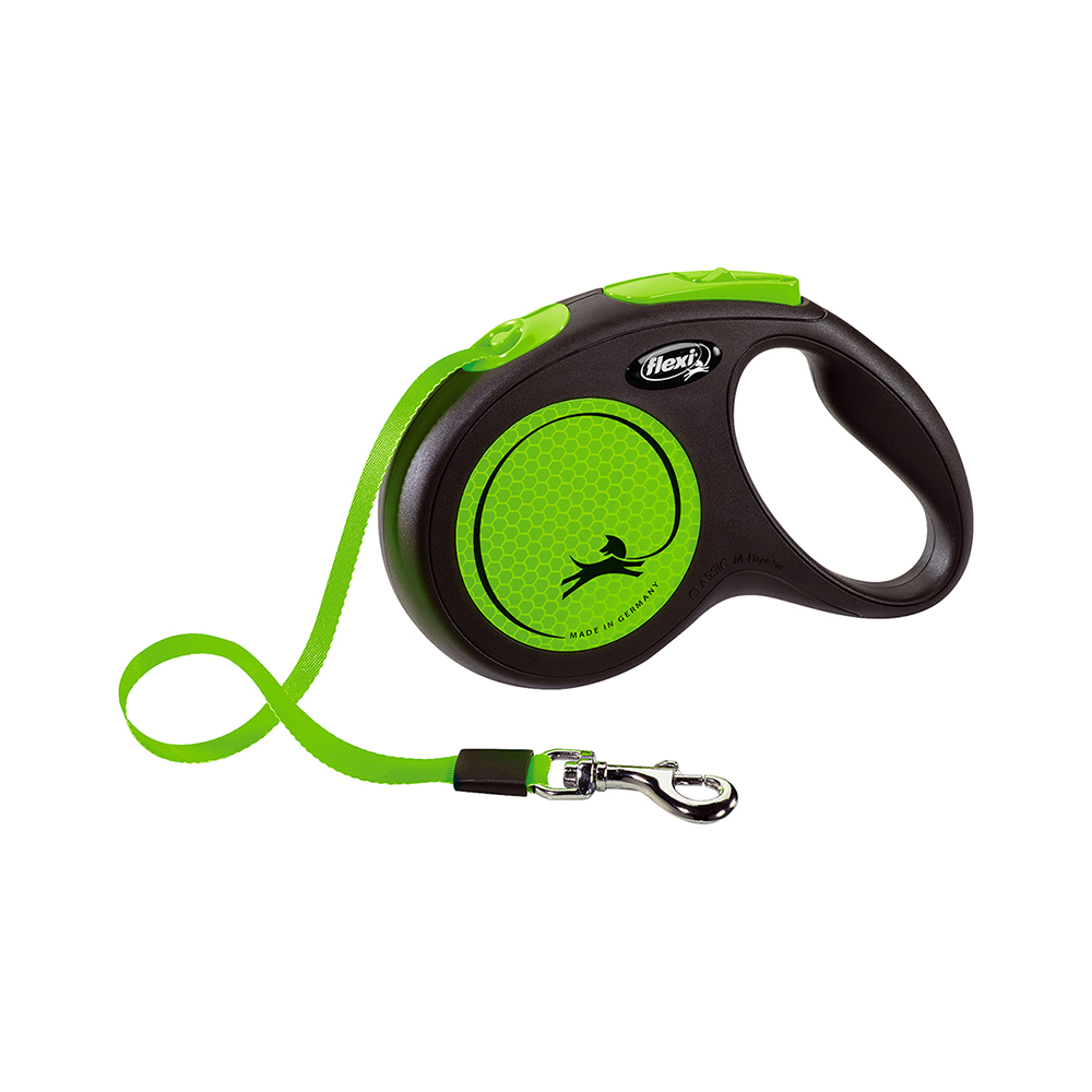 Flexi New Neon Medium Yeşil Şerit Otomatik Gezdirme Tasması (5 m)