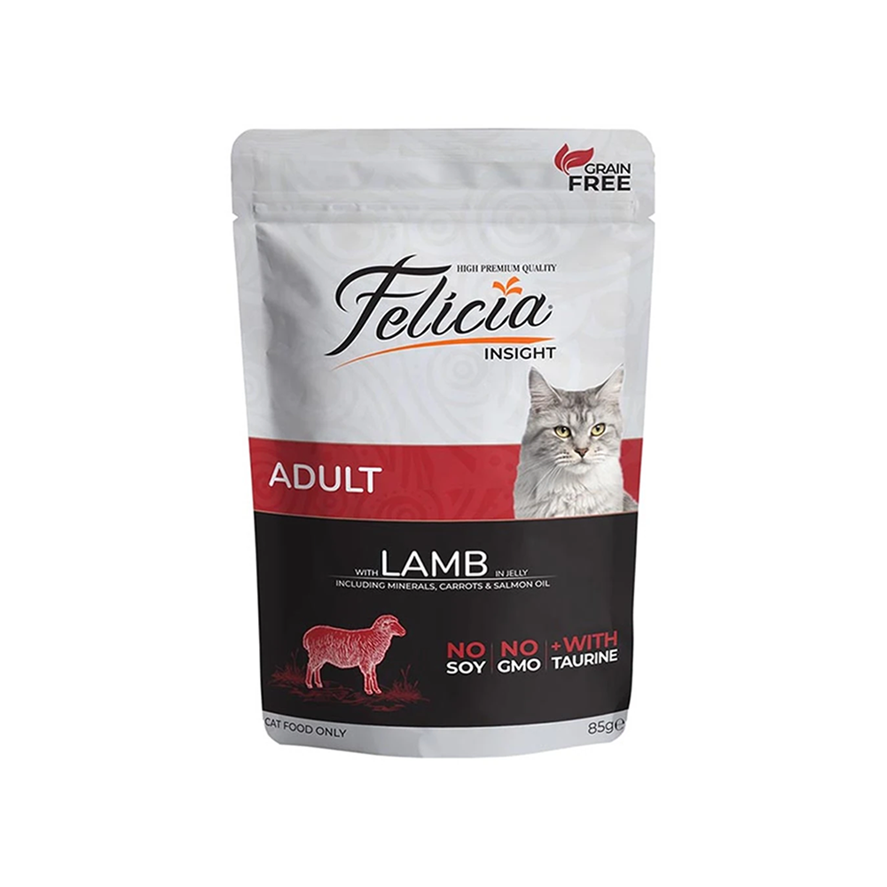 Felicia İnsight Tahılsız Kuzu Etli Yetişkin Kedi Pouch Yaş Mama (85 g)