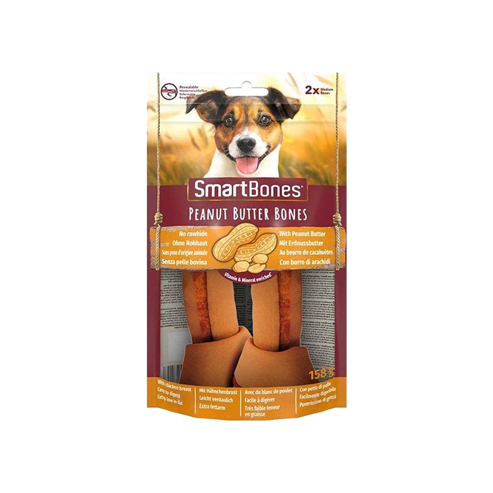 Smartbones Tavuk Etli ve Yerfıstıklı Medium Kemikler Köpek Ödülü 2'li (158 g)
