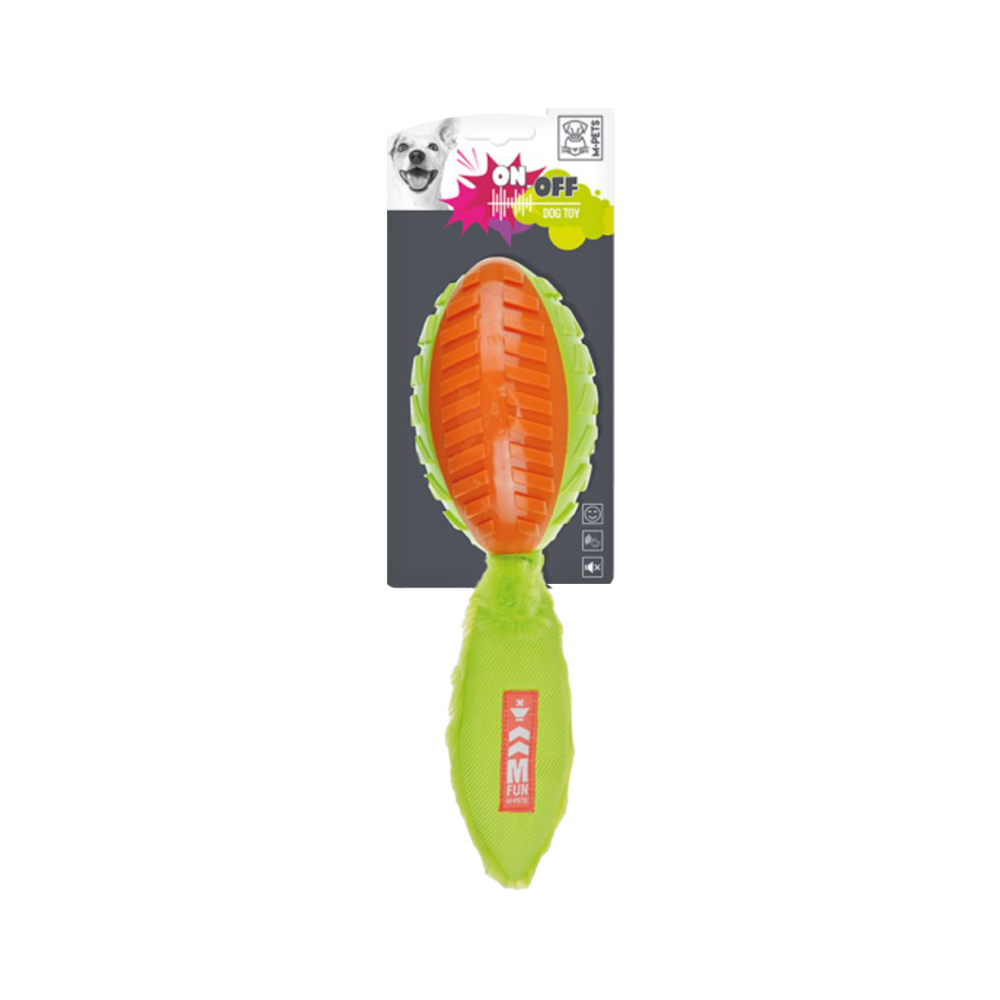 M-Pets Shelly Termoplastik Peluş Sesli Köpek Oyuncağı Turuncu Yeşil (33 cm)