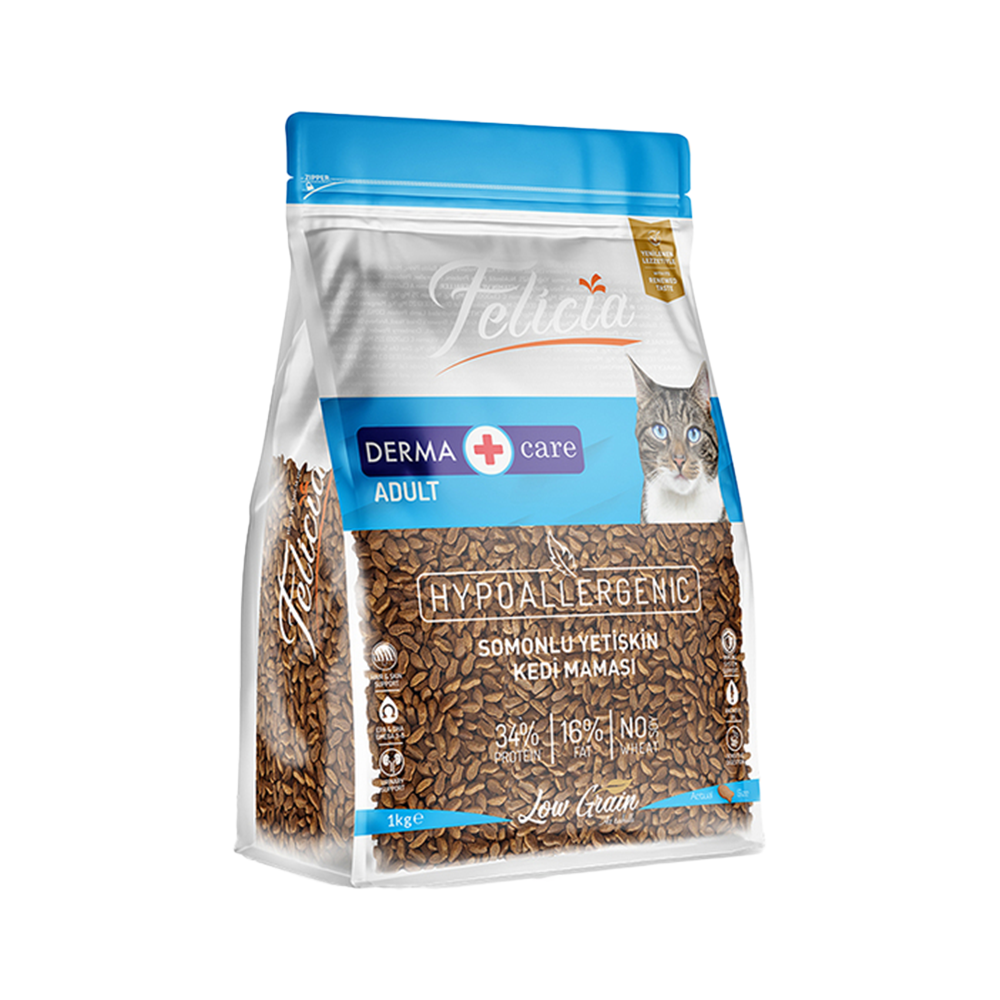Felicia Az Tahıllı ve Somonlu Hipoalerjenik Yetişkin Kedi Maması (1 kg)
