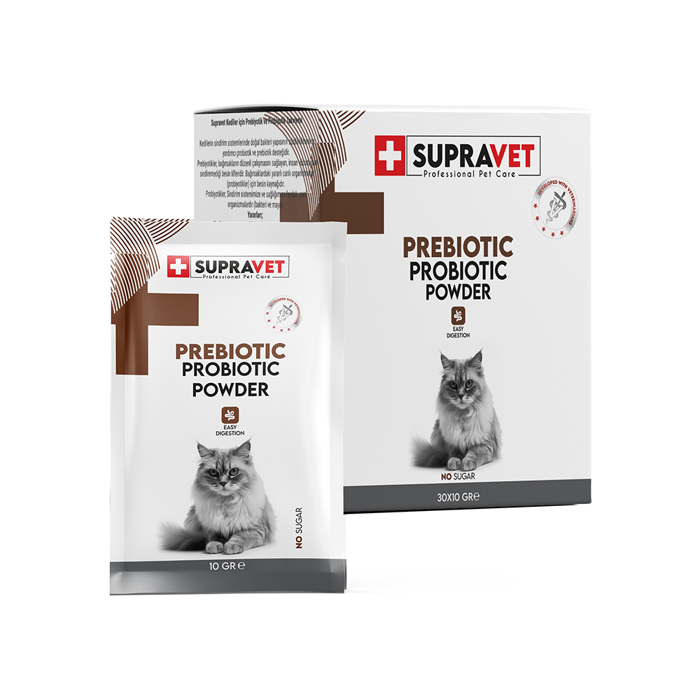 Supravet Bağışıklık Güçlendirici Kediler İçin Toz Probiyotik ve Prebiyotik Takviyesi (30 x 1,5 g)