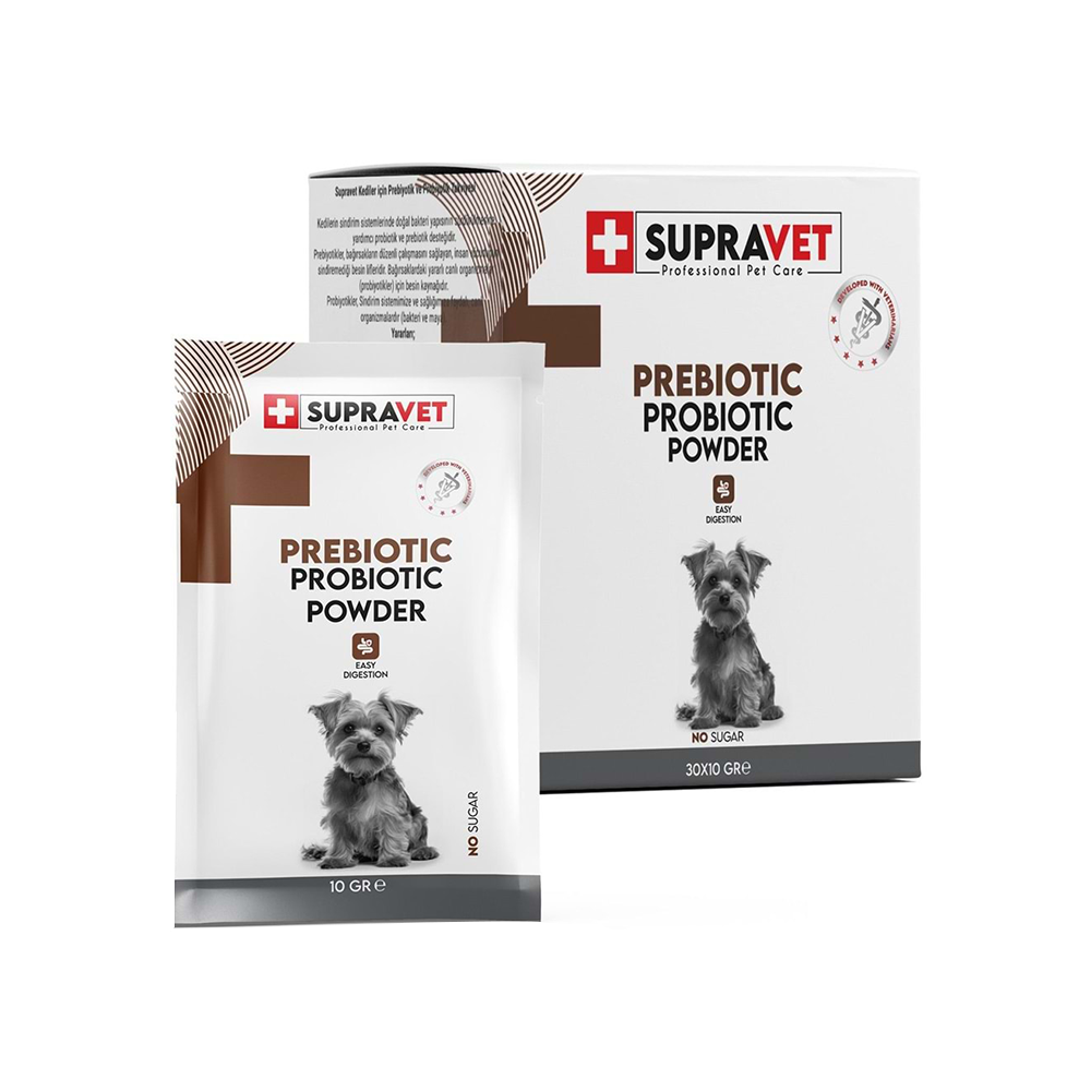 Supravet Bağışıklık Güçlendirici Köpekler İçin Toz Probiyotik ve Prebiyotik Takviyesi (30 x 1,5 g)