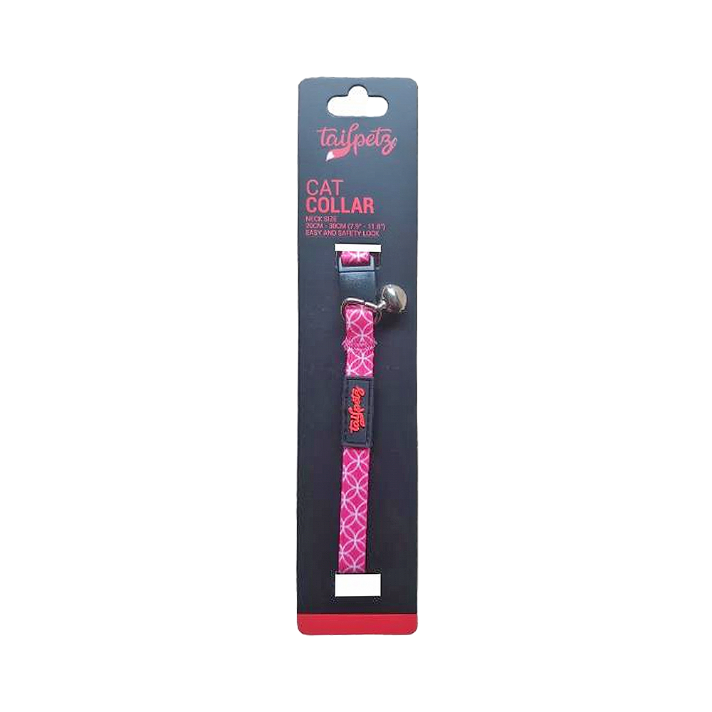 Tailpetz Pembe Desenli Ayarlanabilir Kedi Boyun Tasması
