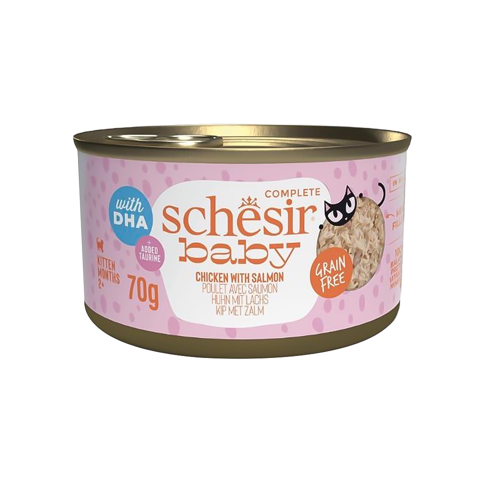 Schesir Tavuk Etli ve Somonlu Yavru Kedi Konserve Maması (70 g)