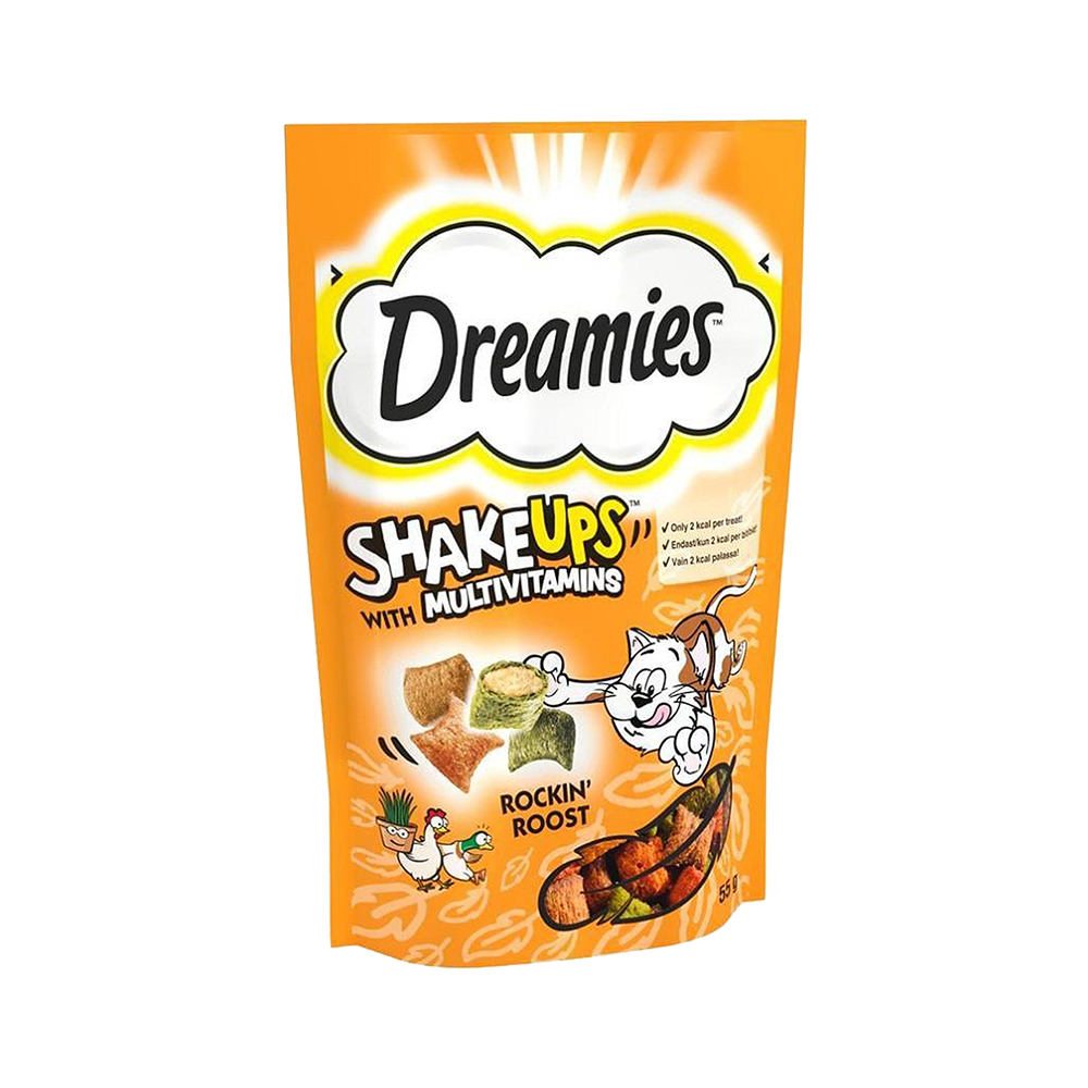 Dreamies ShakeUps Rockin Roost Tavuklu ve Ördekli Kedi Ödül Bisküvisi (55 g)