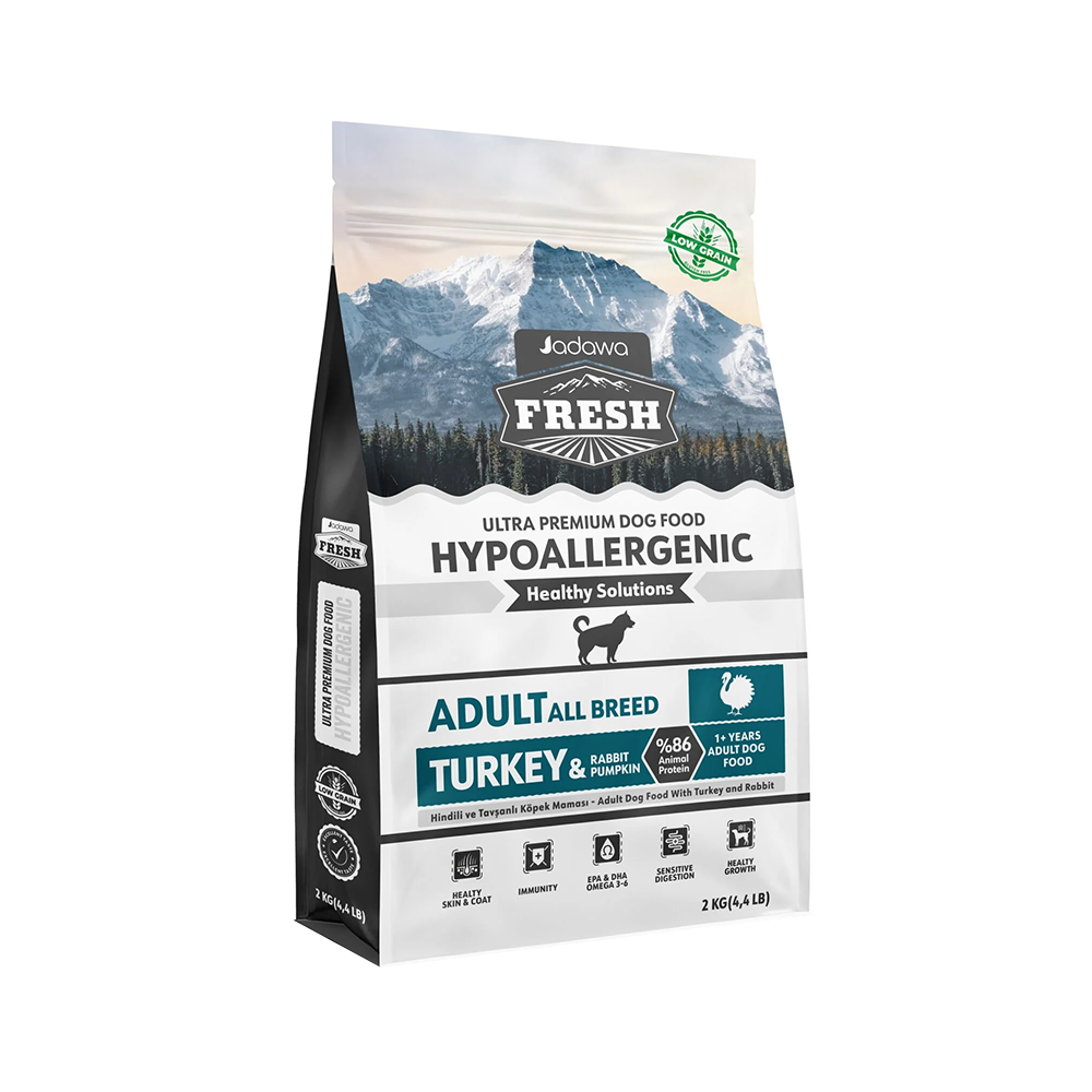 Jadawa Fresh Ultra Premium Hipoalerjenik Bal Kabaklı, Hindi & Tavşan Etli Yetişkin Köpek Maması (2 kg)
