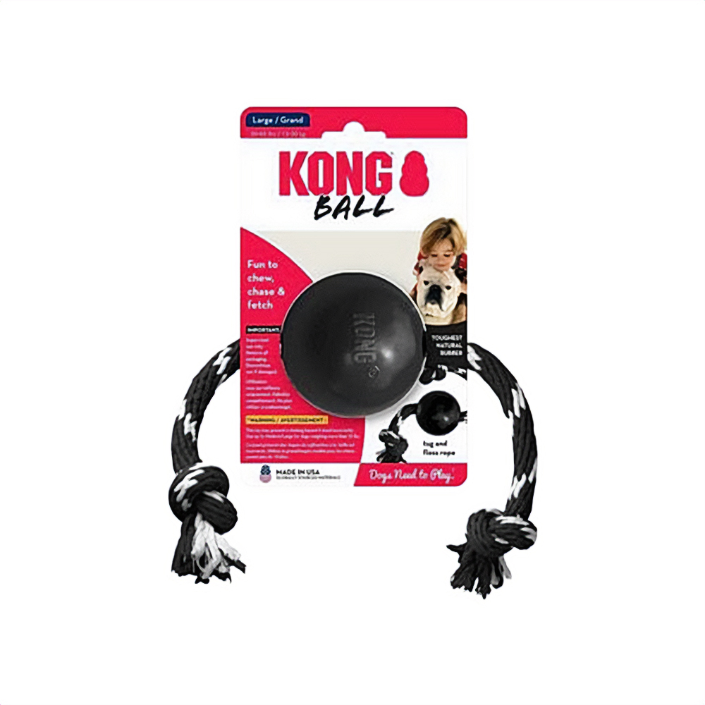 Kong Large Extreme Ultra Sert Top Şeklinde Sesli ve İp Sallantılı Köpek Oyuncağı